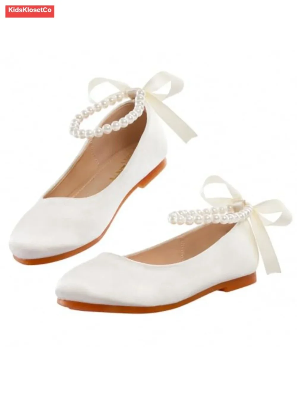 Toddler Girls Mary Jane Ballet Flats with Pearl Ankle Strap, Princess Dress